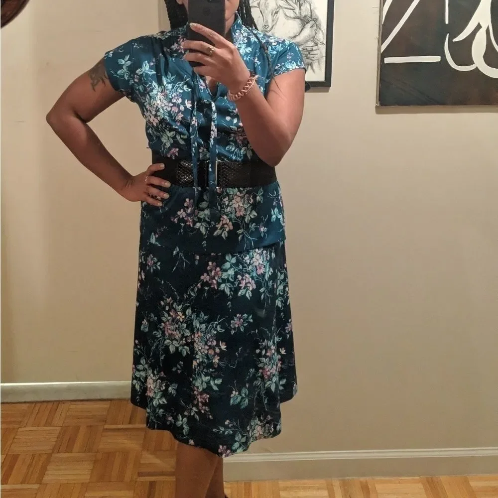 Vintage 2pc floral top & skirt set